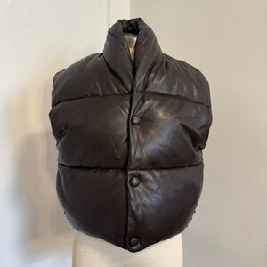 A.L.C. Willow Faux Brown Leather Puffer Vest